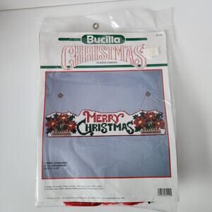 New! BUCILLA Merry Christmas Pre-Cut Plastic Canvas Needlepoint Kit #61110 1990